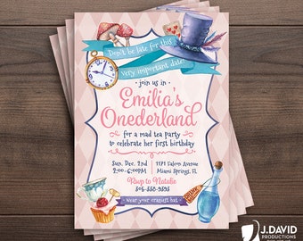 Mad Tea Party, Wonderland Theme, Birthday Party, Baby Shower, Wedding Shower, Event Invitation