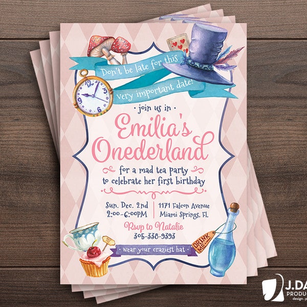 Mad Tea Party, Wonderland Theme, Birthday Party, Baby Shower, Wedding Shower, Event Invitation