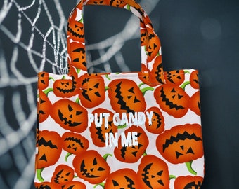 Put Candy In Me Reflective Halloween Tote Bag, treat Bag, Halloween Bag