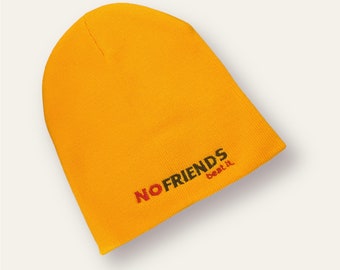 No Friends Embroidered Toque, Winter Hat, Beanie