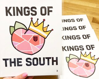 King Peach Print - Atlanta Art - Georgia Print - Atlanta United - Gift - Decor - Fan Art - Soccer - Nursery - Office Art - King Peach