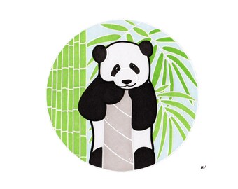 Panda Bear - Zoo - Animal Decor - Cute - Nursery Art - Kid's Room - Office Art - Gift Idea - Portrait Art - Family - Asian Animal - Forest