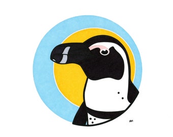 African Penguin - Aquarium - Home Decor - Cute - Ocean Art - Nursery - Kids Room - Baby Shower - Animal Art - Birds - Family - Beach House