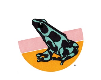 Poison Dart Frog - Zoo - Animal Decor - Cute - Nursery Art - Kid's Room - Office Art - Gift Idea - Portrait Art - Family - Tropical Animal