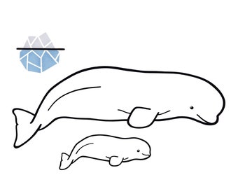 Beluga Family - Gift - Nursery - Decor - Art - House Warming - Whale - Ocean - Animal - Illustration - Sea - Print - Baby - Mom - Family