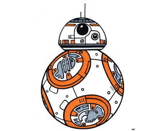 BB8 Print - Star Wars - Art - Wall Decor - Gift - Home - Cute - House Warming - Fan Art - Robot - Kid's Room Art - Nursery Art - Baby Shower