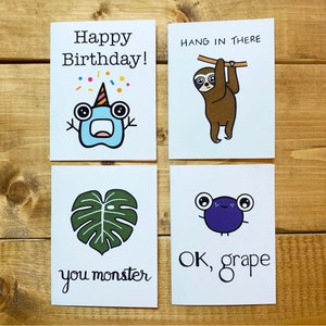 Note Cards - Blank Greeting Card - For Friends - Cute - Support - Silly Card - Birthday - Family - Mail - Art Cards - Gift - Card Pack