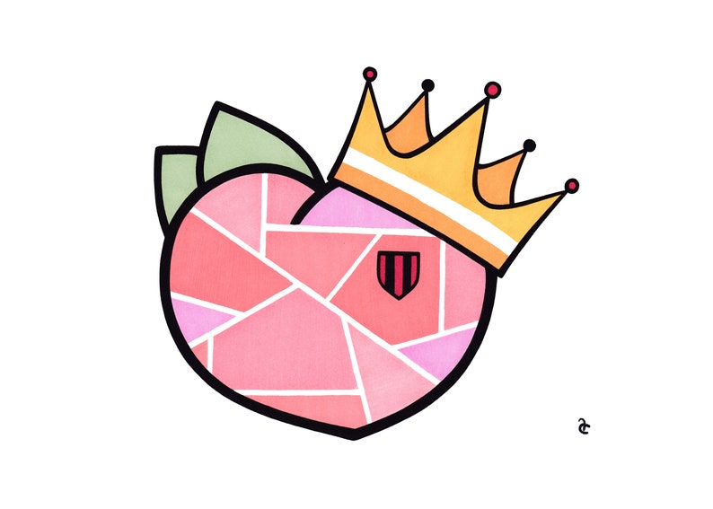 King Peach Print Atlanta Art Fan Gift Atlanta Decor Etsy