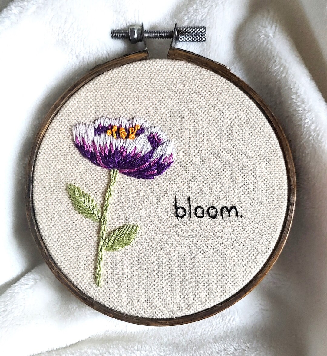 Bloom Purple Flower Embroidery - Etsy