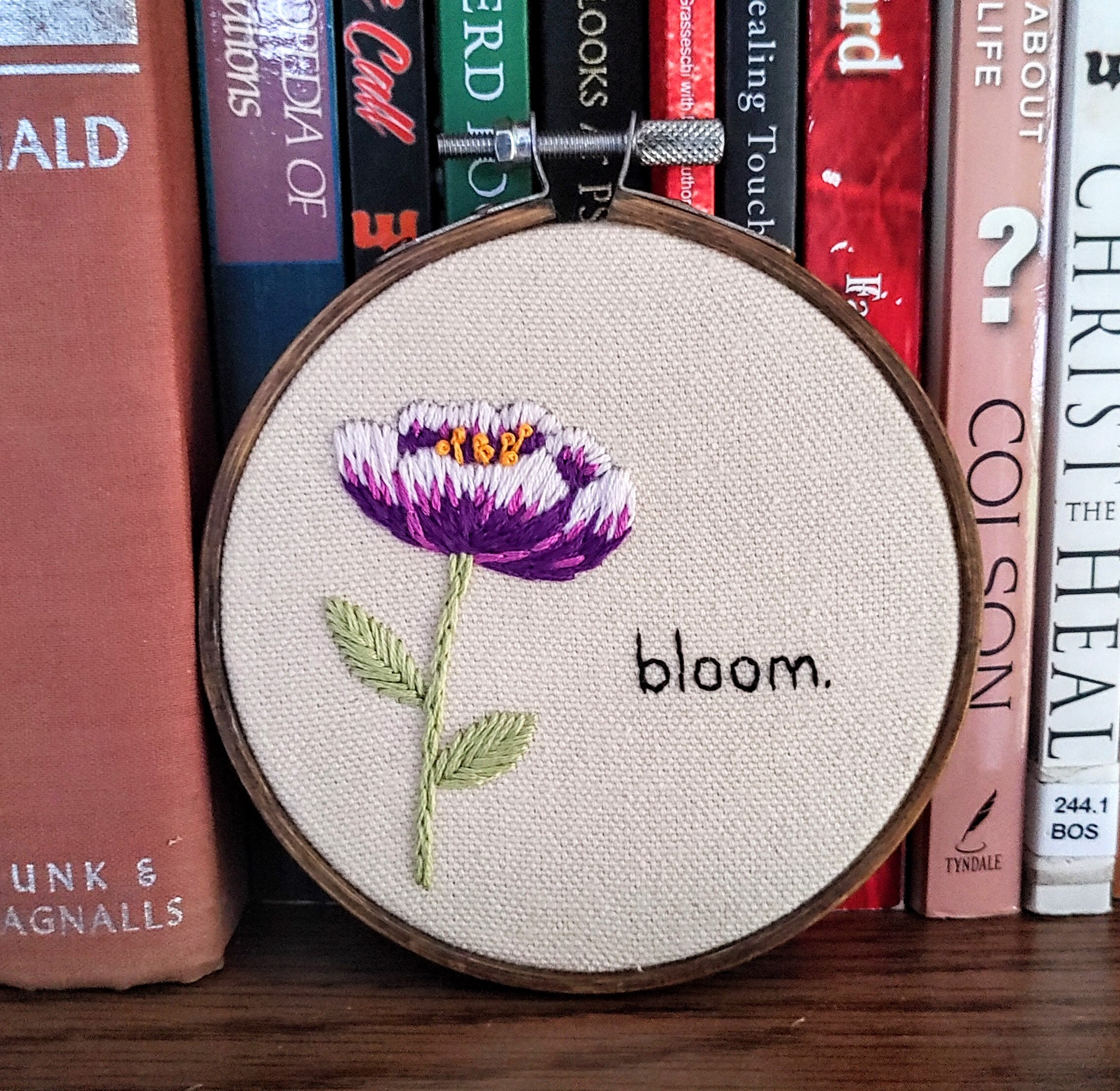 Bloom Purple Flower Embroidery - Etsy