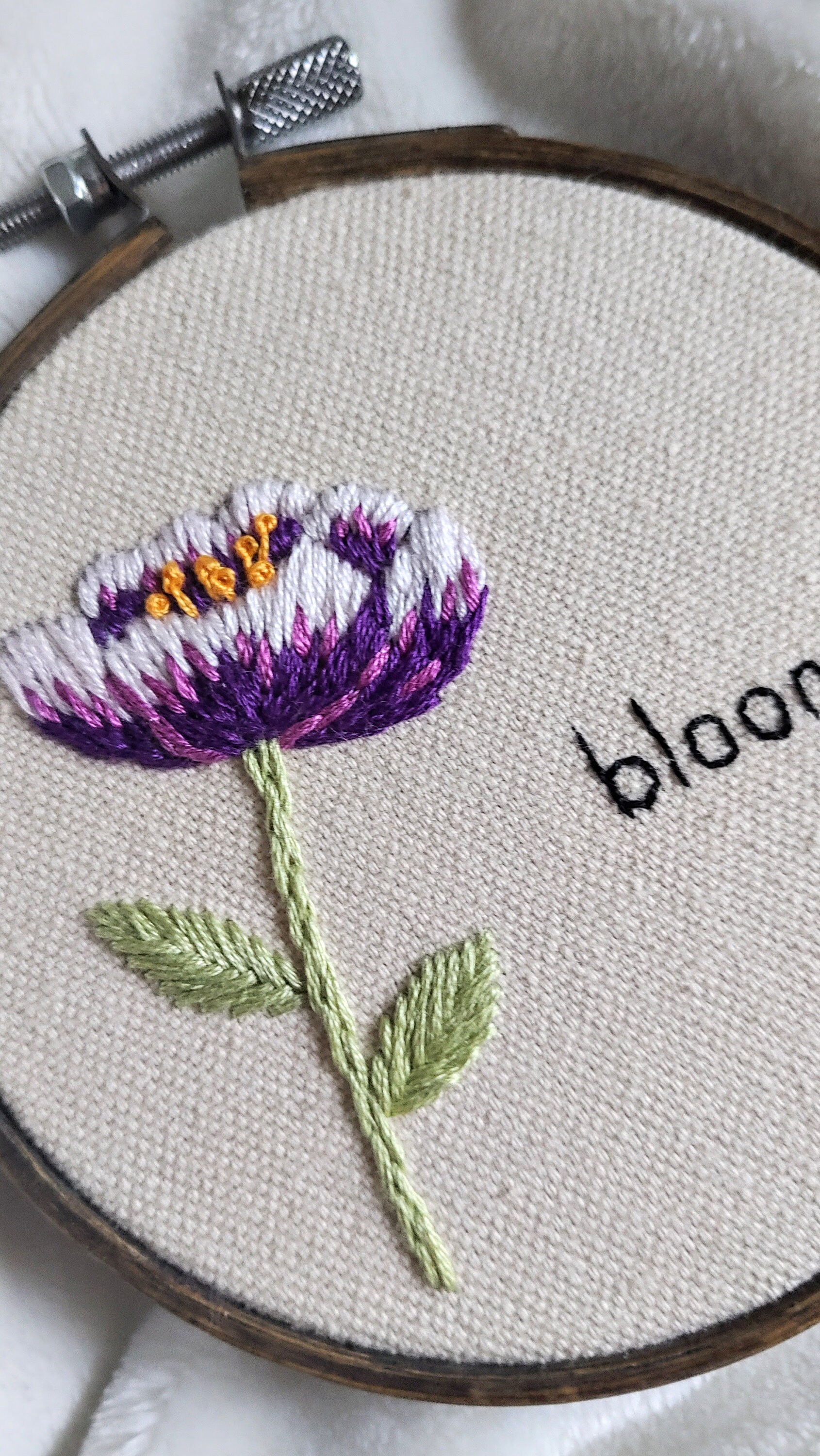 Bloom Purple Flower Embroidery - Etsy