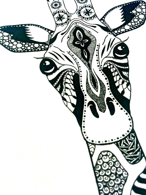 Zentangle African Animal Black and White Tribal Native Aboriginal DIGITAL PRINT Giraffe Pen and Ink Drawing & Illustration Art & Collectibles Zentangle African Animal Black and White Tribal Native Aboriginal DIGITAL PRINT Giraffe Pen and Ink Drawing & Illustration Art & Collectibles