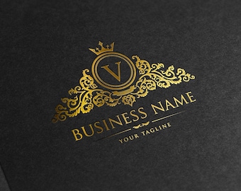 Premade Luxury gold logos - Elegant logo - Luxury logo - Royal Brand Logo - Heraldic gold - Decorative logo - Gold Premade Logo design