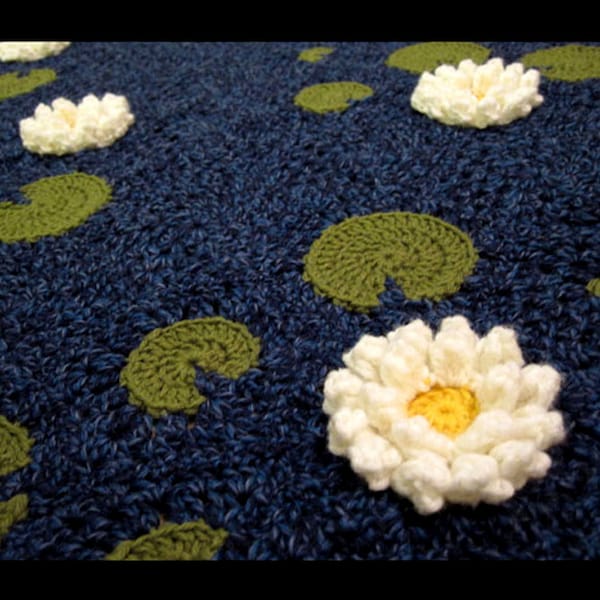 CROCHET PATTERN: Water Lily Pond Baby Blanket