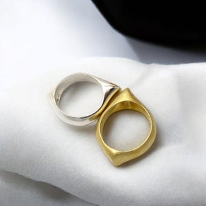 Dome Ring Silver or Gold | Two-Tone Stacking Ring | Modernist Minimalist Jewelry | Elegant Fashion Jewelry for Women