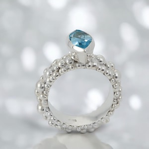 Topaz Ring Marquise Cut | Blue Stone Ring for Women | High End Jewelry Cocktail Design