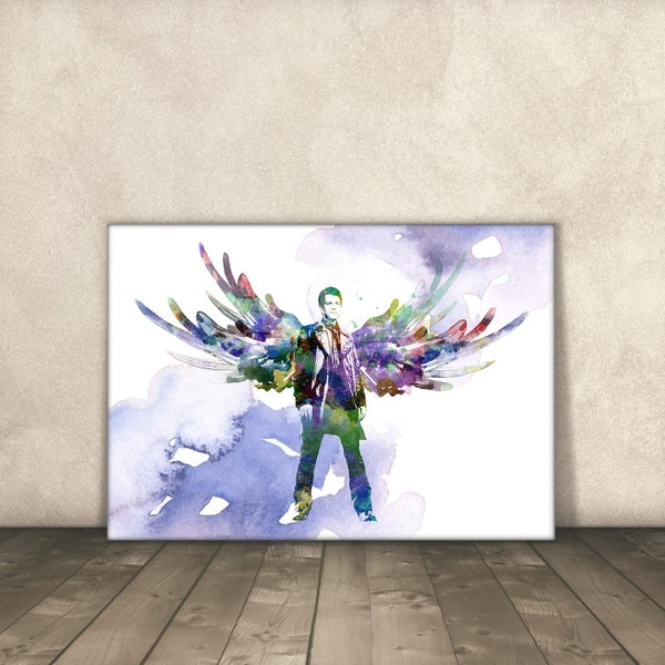 Supernatural, Castiel, Watercolor, Poster Print, 18x24 and 24x36