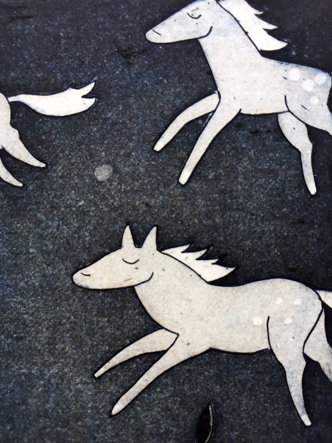 Dreaming of Memories Artwork, Etching in Black and Blue Ink 2017 Etsy