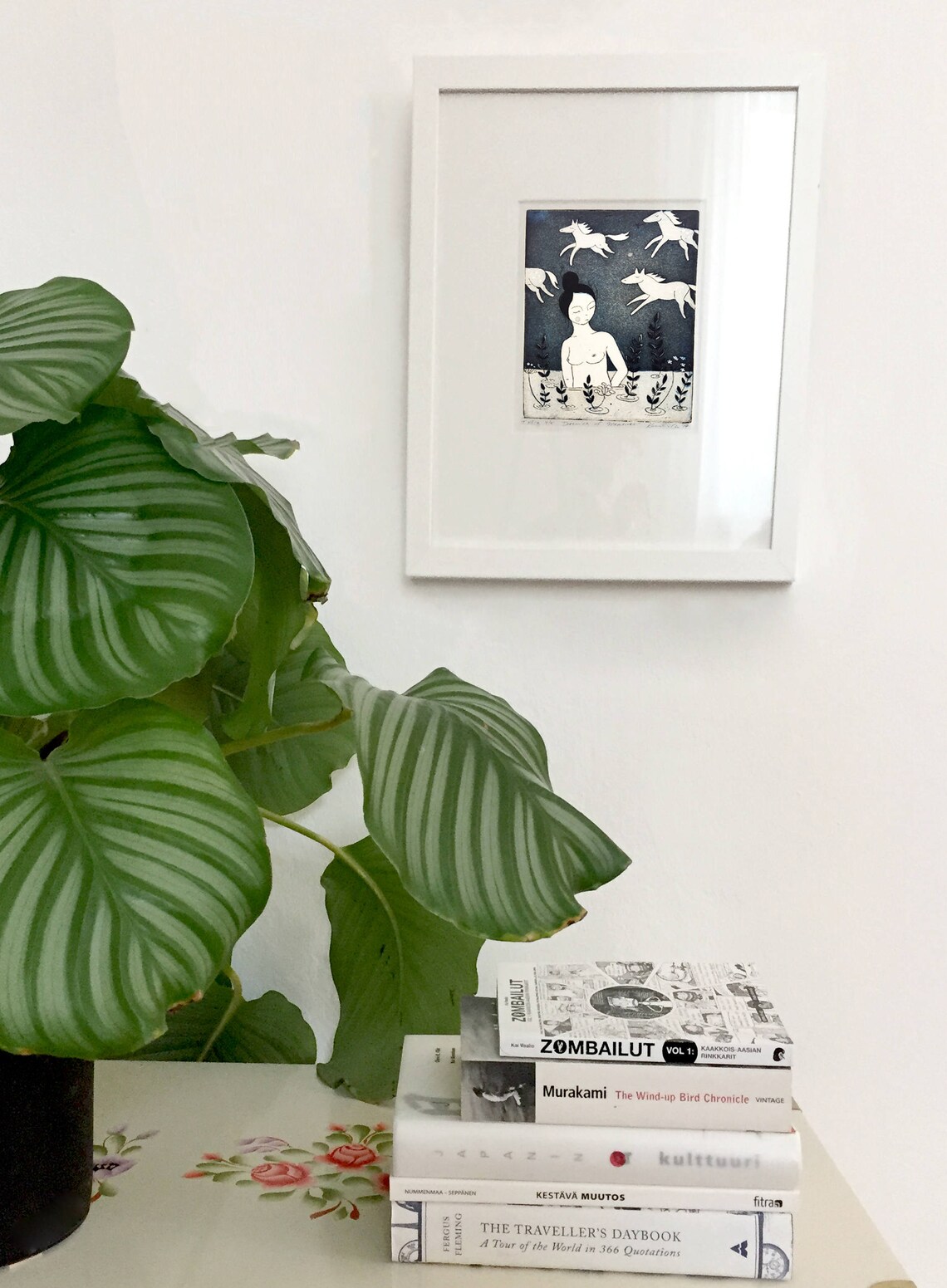 Dreaming of Memories Artwork Etching in black and blue ink Etsy