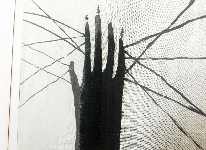 Holy Fingertips Artwork Etching in Black Ink 2013 // Gift Etsy