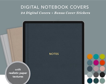 24 Digital Notebook Covers | Digital Planner GoodNotes Cover, Digital Planning Accessory, Alternate Covers for iPad Notebook