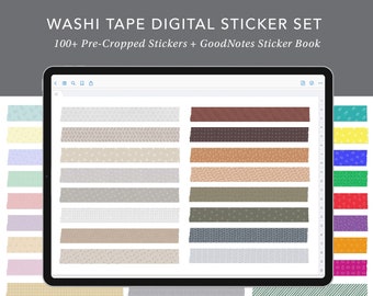 Washi Tape Digital Planning Sticker Set / GoodNotes Stickers, GoodNotes Sticker Book, Digital Stickers, Digital Washi Tape