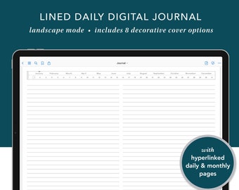 Daily Dated Lined Digital Journal | Landscape Journal, GoodNotes Journal, Notability Journal, iPad Journal, Digital Notebook, Daily Notebook