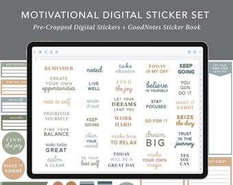 Motivational Digital Planning Sticker Set | GoodNotes Stickers, GoodNotes Sticker Book, Digital Stickers, Motivation Stickers, Inspiration