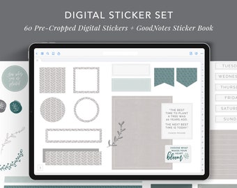 Digital Planning Sticker Set with Digital Sticker Book - Bloom | GoodNotes Stickers, GoodNotes Sticker Book, Digital Stickers
