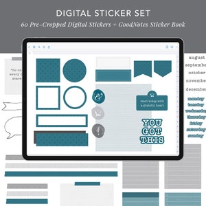 Digital Planning Sticker Set with Digital Sticker Book - Star | GoodNotes Stickers, GoodNotes Sticker Book, Digital Stickers