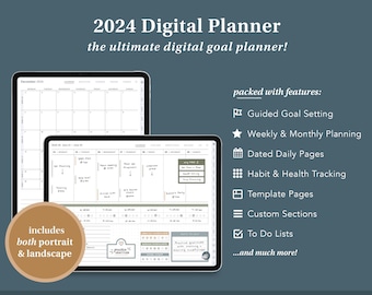 2024 Digital Planner - The ULTIMATE goal planner! | landscape planner, goodnotes planner, ipad planner, android planner