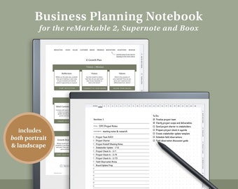 Business Notebook for Remarkable and e-Ink Tablets | remarkable template, remarkable notebook,  eink template, entrepreneur, business owner