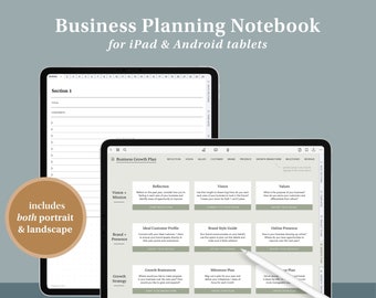 Business Planning Notebook | digital notebook, goodnotes notebook, ipad notebook, android notebook, entrepreneur, business owner