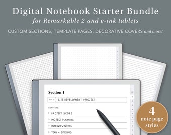 Digitales Notebook Bundle für Remarkable und e-Ink Tablets | bemerkenswerte Vorlage, bemerkenswertes Notizbuch, digitales Notizbuch, eink-Vorlage, e-ink