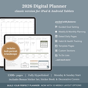 2026 Digital Planner for Android & iPads | goodnotes planner, notability, noteshelf, android planner, goal planner