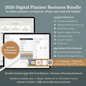 2026 Digital Planner Business Owner Bundle - Ultimate Digital Goal Planner for Business Planning with Calendar Scheduling integration