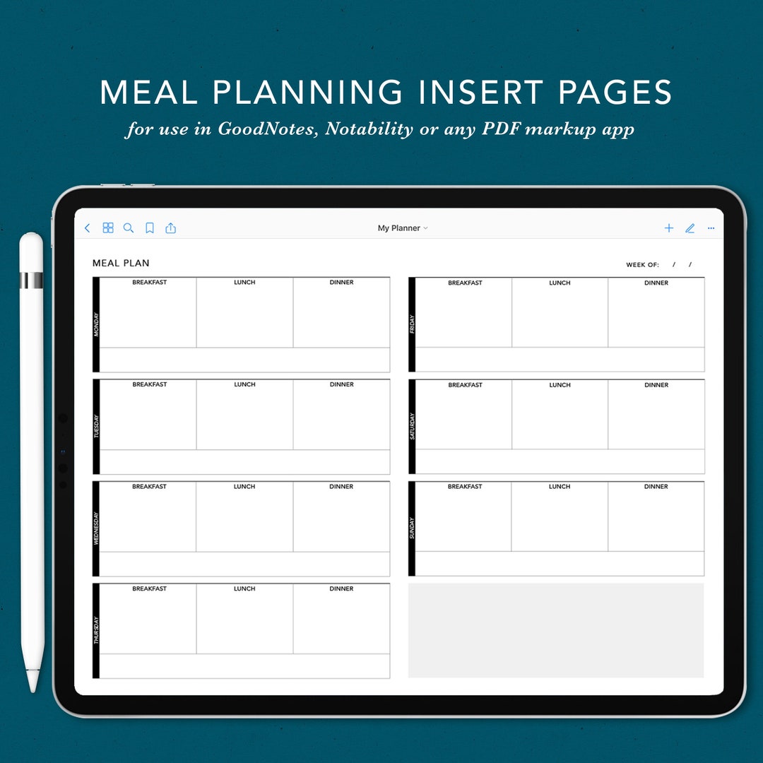 Meal Planning Insert Pages for Digital Planning Digital Planner