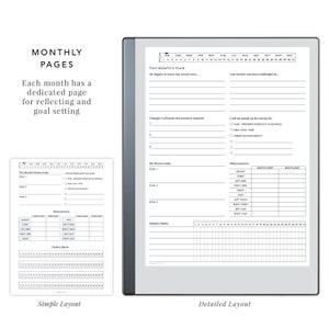 Fitness Journal for Remarkable and e-Ink Tablets | remarkable template, remarkable journal, eink template, workout tracker, fitness tracker image 3