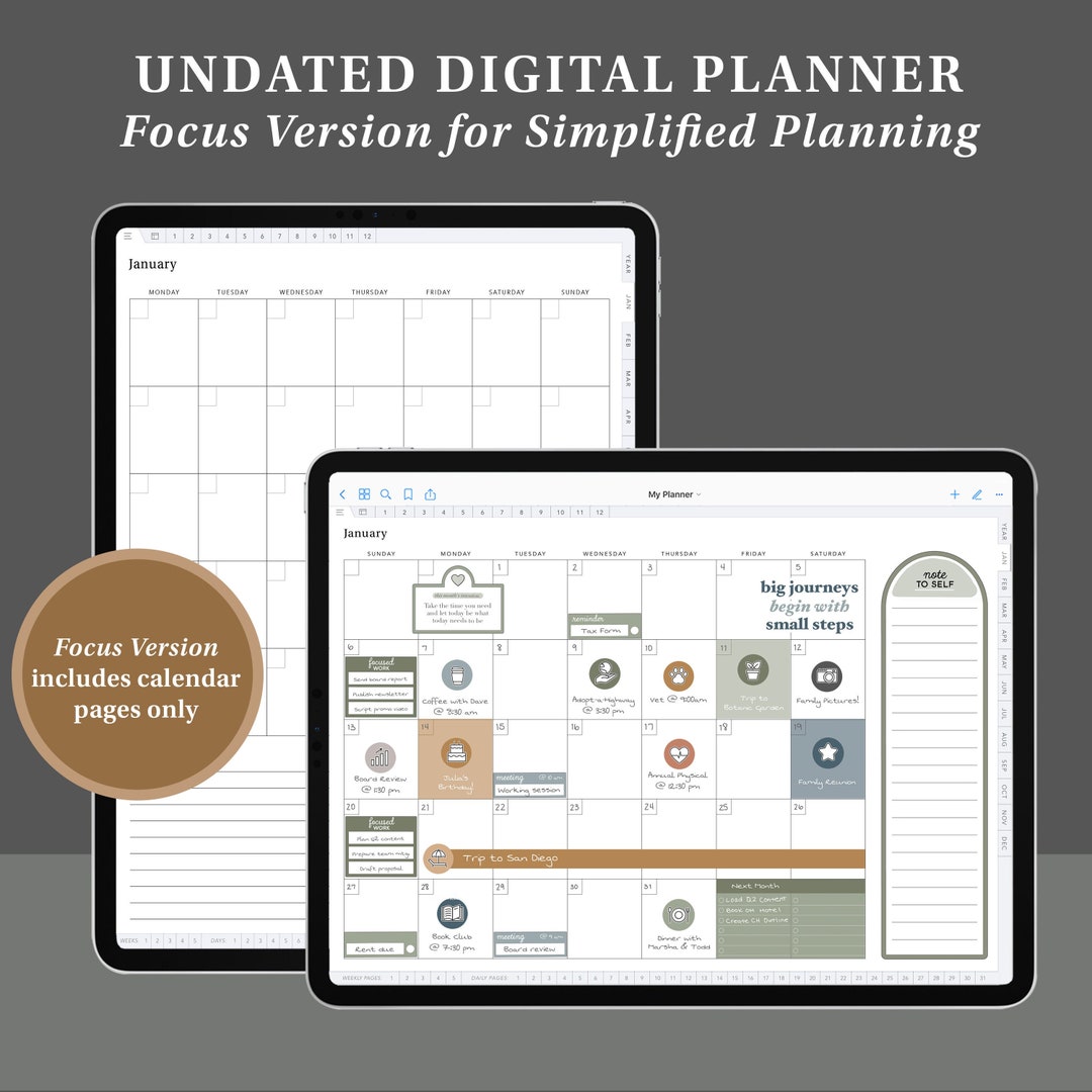 Digital Planner - Undated Focus | iPad Planner, Android Planner ...