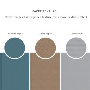 K&ouml;nnte beinhalten: Drei Papiertextur-Muster: Naturpapier ist hellblau, Kraftpapier ist braun und Leinenpapier ist hellgrau.