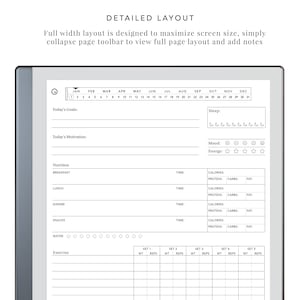 Fitness Journal for Remarkable and e-Ink Tablets | remarkable template, remarkable journal, eink template, workout tracker, fitness tracker image 7