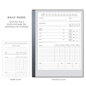Fitness Journal for Remarkable and e-Ink Tablets | remarkable template, remarkable journal, eink template, workout tracker, fitness tracker image 4
