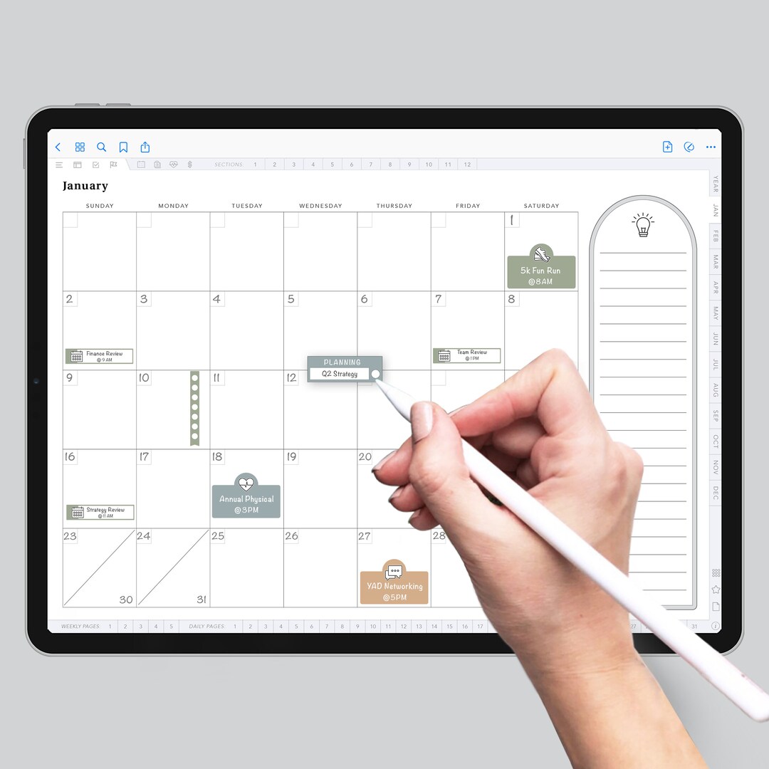 Undated Digital Planner for Goal Setting - Landscape | iPad Planner ...