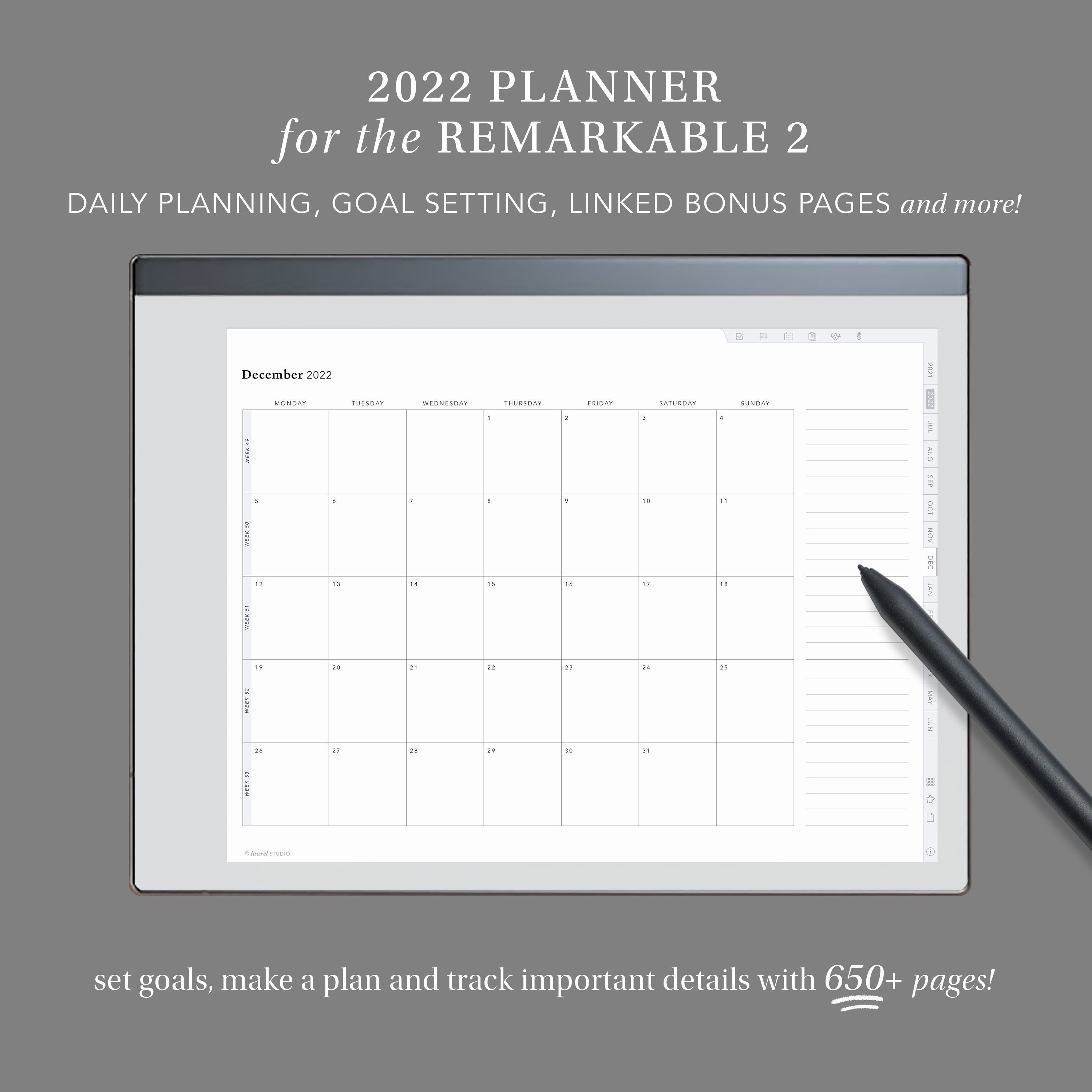 2022 Remarkable Planner Remarkable Template Remarkable Etsy