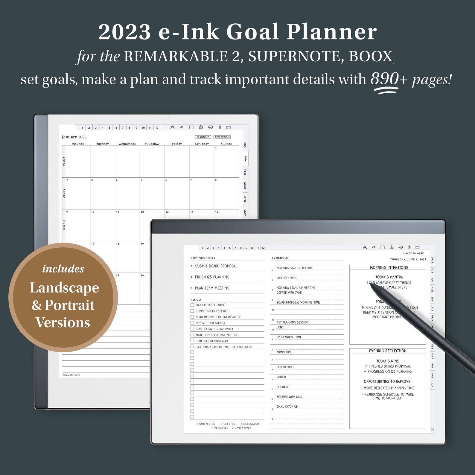 2023 Remarkable Eink Planner Remarkable Template Remarkable Etsy