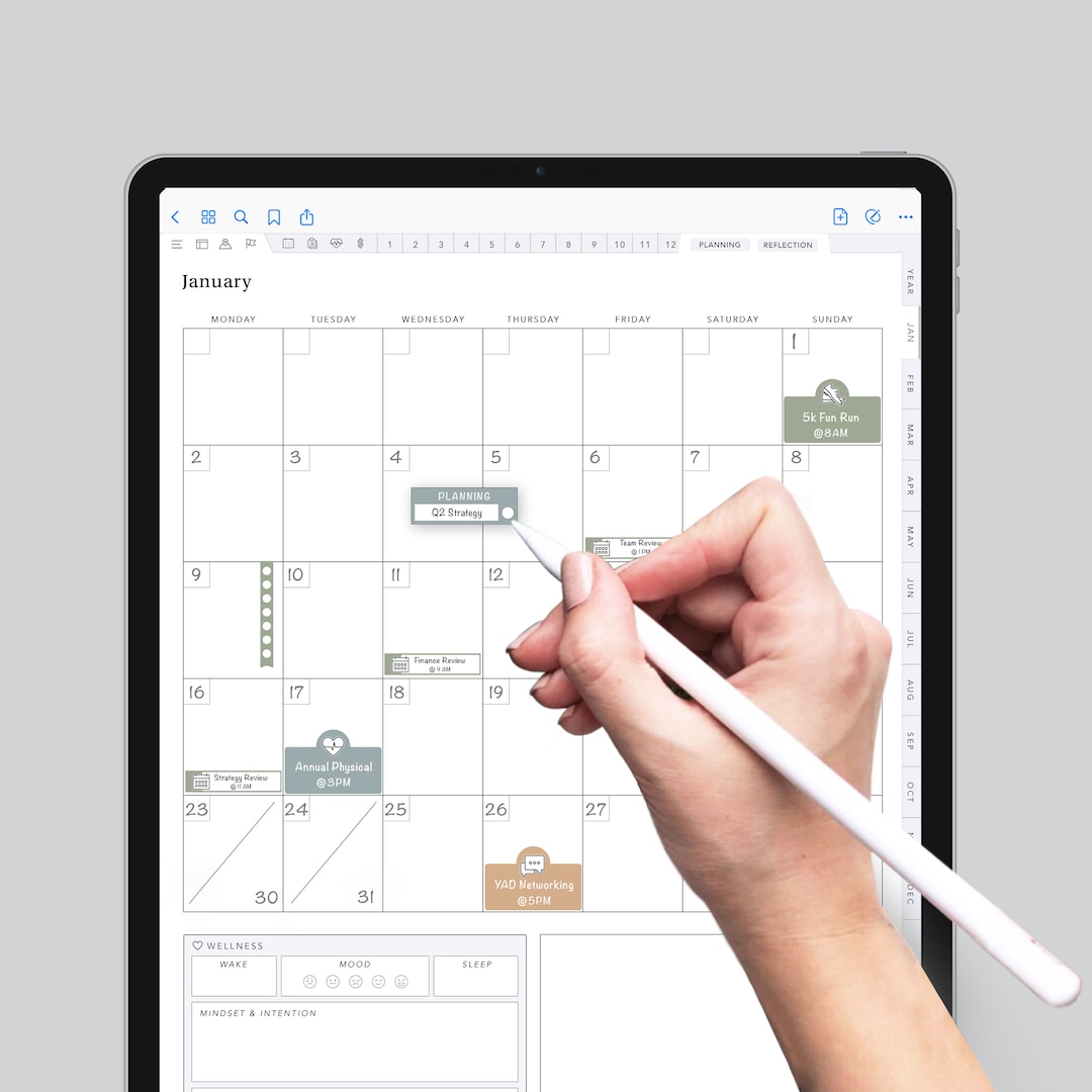 Undated Digital Planner for Goal Setting - Portrait | iPad Planner ...