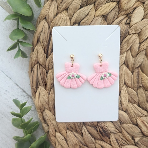 Pink Ballorina Dress Earrings with Flower on Skirt Tutu Princess Pastel Pink Dance Jewelry Special Gift Girl