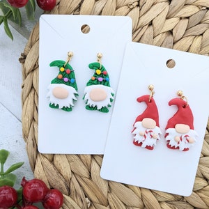 Christmas Gnome Earrings Hat and Mittens Clay Candy Cane Jewelry 925 Sterling Silver Hooks Available Christmas Tree Gold Tone Studs Holiday