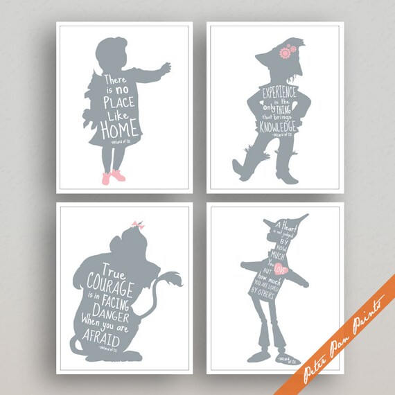 Wizard of Oz Quotes Set of 4 Art Print Unframed Featured | Etsy