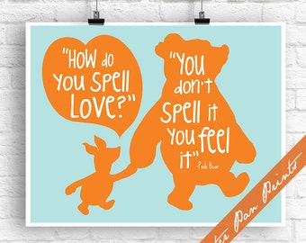 Winnie the Pooh Quote Print, Baby Shower Newborn Gift
